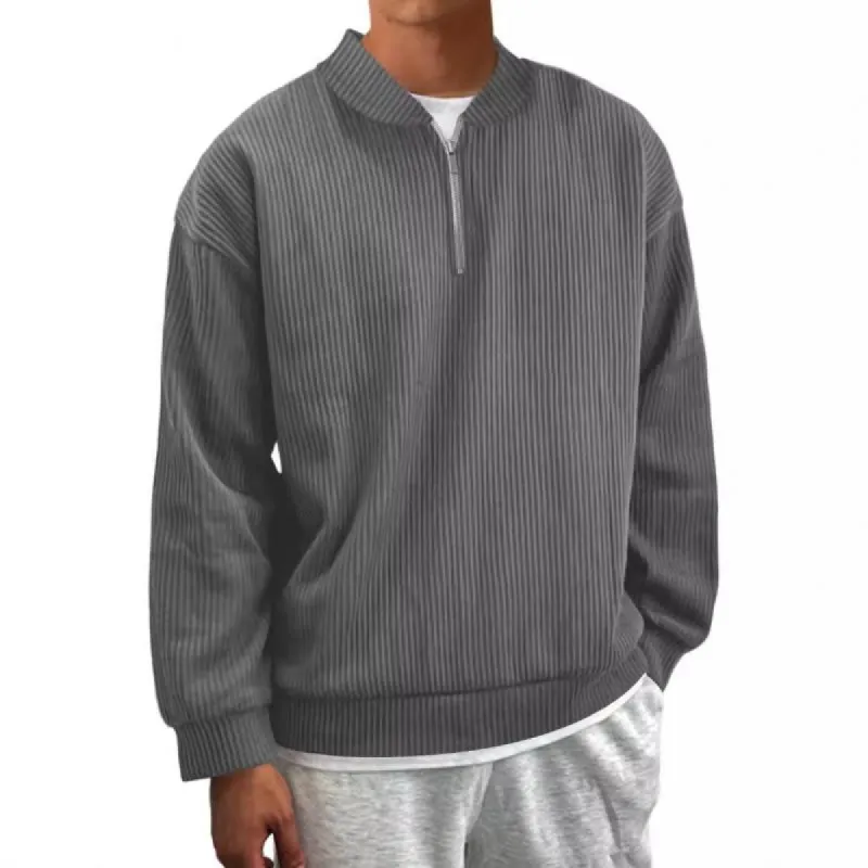 Men's Casual Striped Zipper Stand Collar Loose Pullover Sweatshirt 55984389M sold by Manly