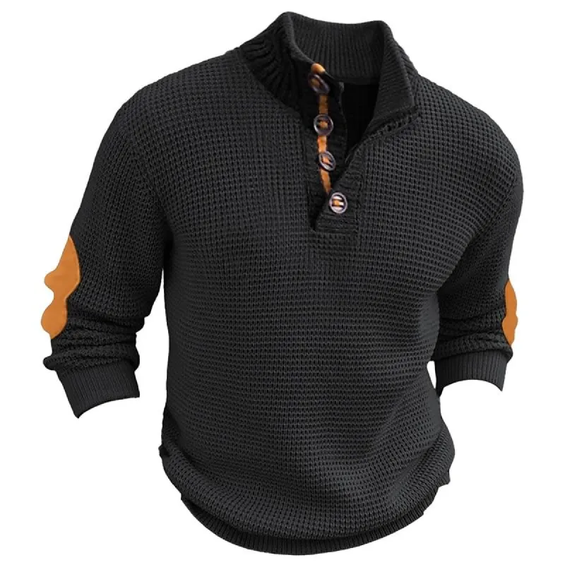 Men's Casual Colorblock Pullover Stand Collar Long Sleeve Sweater 38669811Y sold by Manly