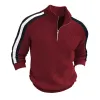 Men's Casual Colorblock Zipper Stand Collar Long Sleeve Sweater 05778117Y sold by Manly