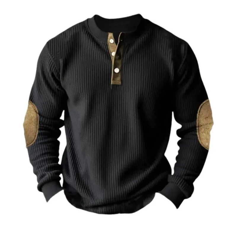 Men's Casual Colorblock Henley Collar Long Sleeve Sweatshirt 97391370Y sold by Manly