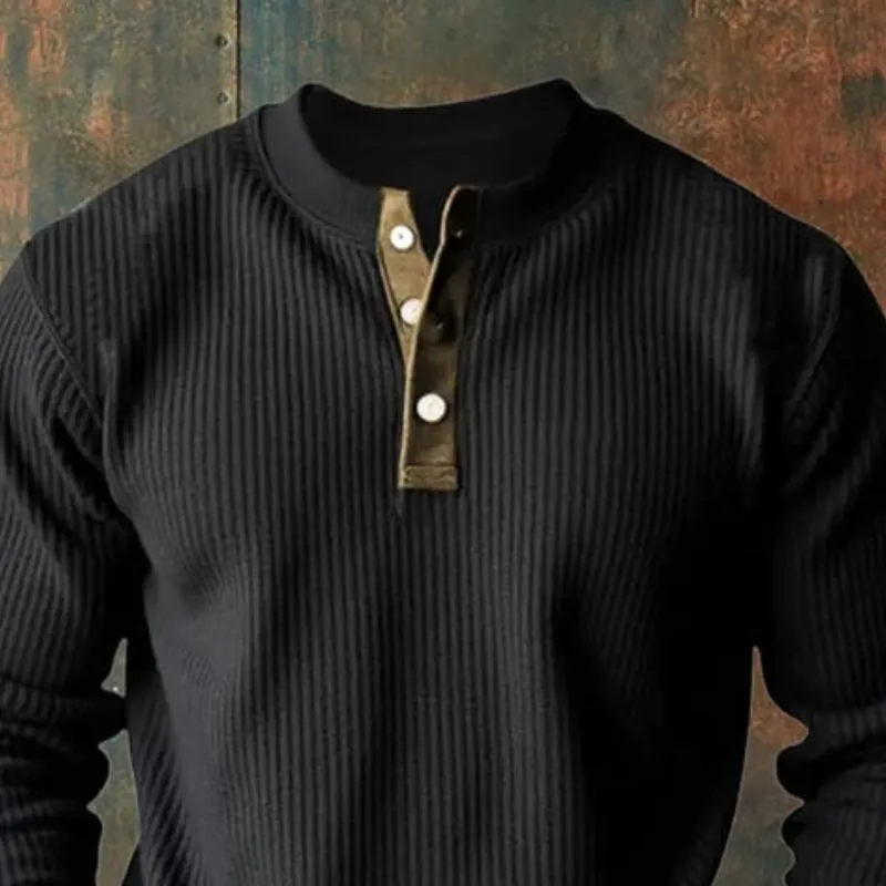 Men's Casual Colorblock Henley Collar Long Sleeve Sweatshirt 97391370Y sold by Manly product image thumbnail 2
