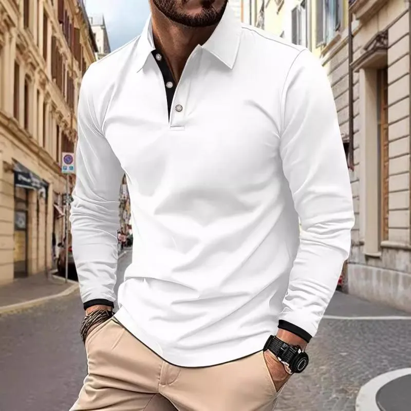 Men's Casual Colorblock Long Sleeve Polo Shirt 46986064Y sold by Manly product image thumbnail 3