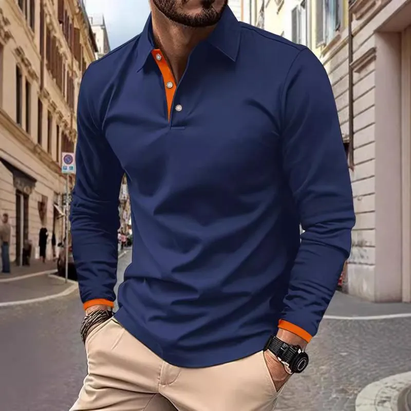 Men's Casual Colorblock Long Sleeve Polo Shirt 46986064Y sold by Manly product image thumbnail 4