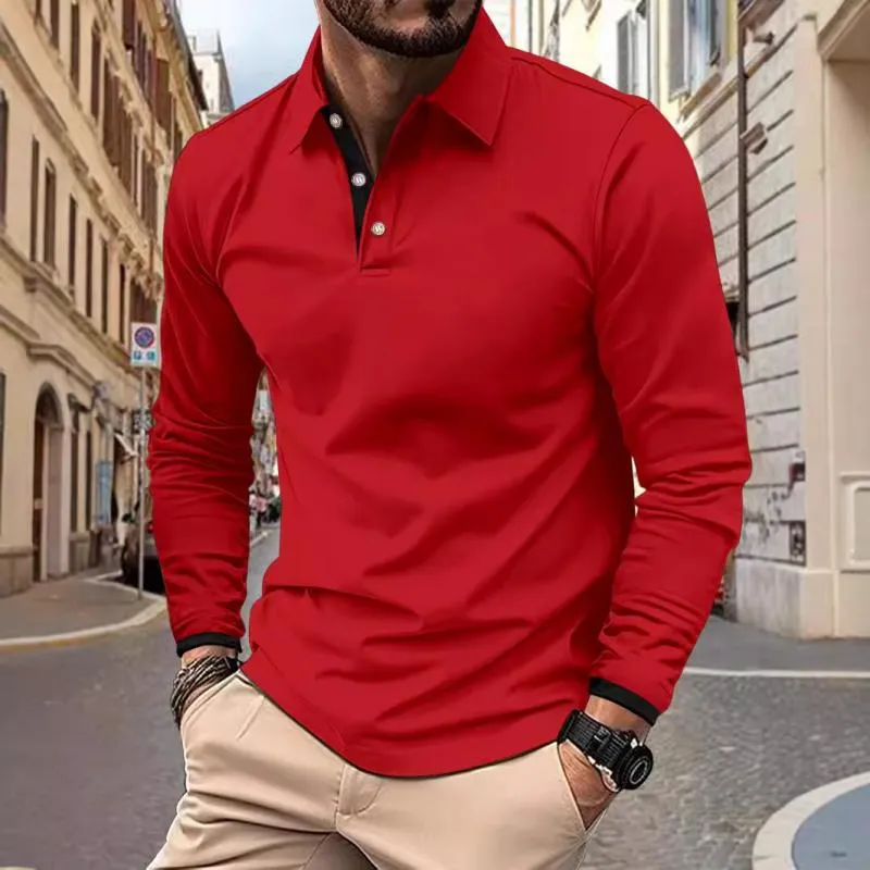 Men's Casual Colorblock Long Sleeve Polo Shirt 46986064Y sold by Manly product image thumbnail 5
