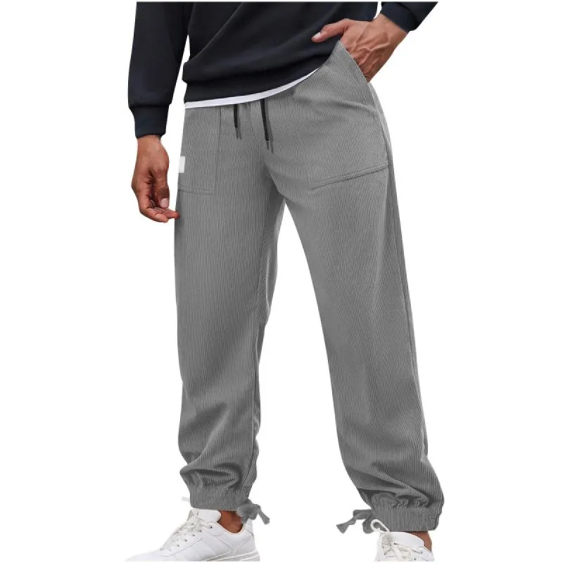 Men's Casual Loose Solid Corduroy Trousers 09648505Y sold by Manly