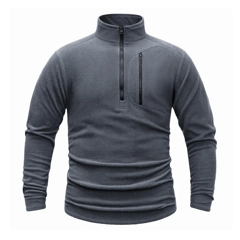 Men's Tactical Outdoor Polar Fleece Solid Color Stand Collar Sweatshirt 49103464X sold by Manly product image thumbnail 3