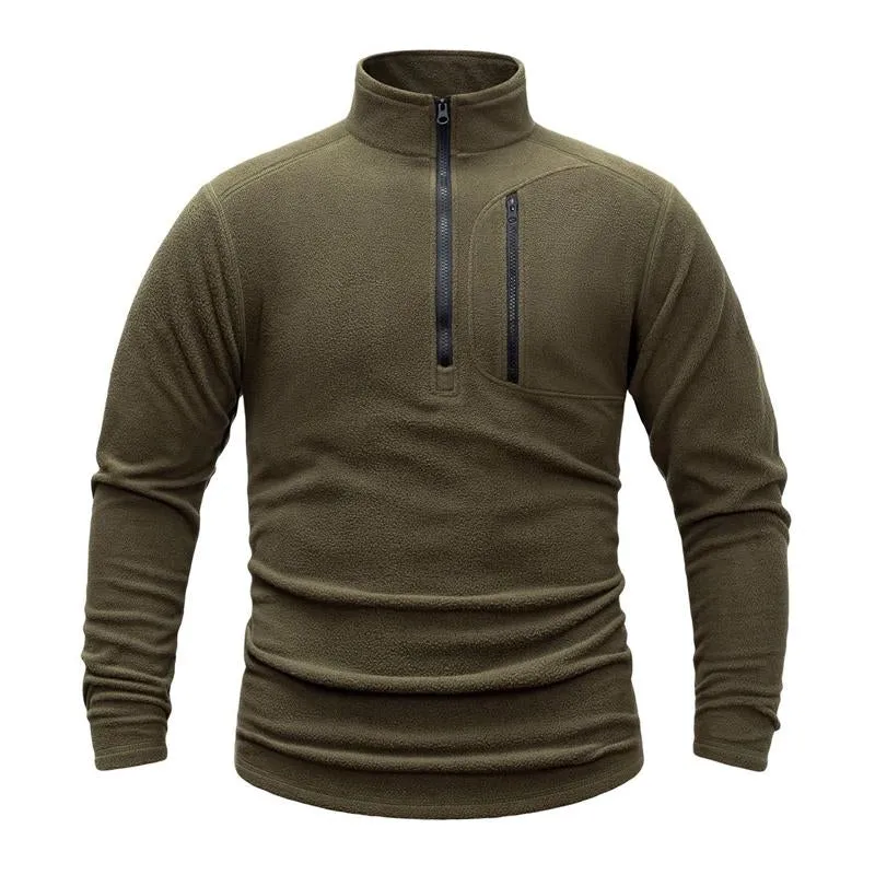 Men's Tactical Outdoor Polar Fleece Solid Color Stand Collar Sweatshirt 49103464X sold by Manly product image thumbnail 2