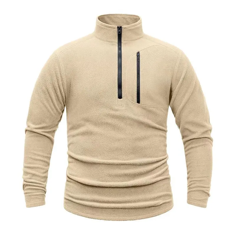 Men's Tactical Outdoor Polar Fleece Solid Color Stand Collar Sweatshirt 49103464X sold by Manly