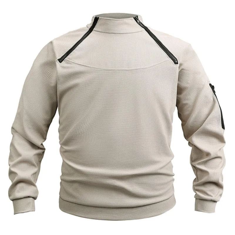 Men's Solid Waffle Loose Collar Sweatshirt 73545319X sold by Manly