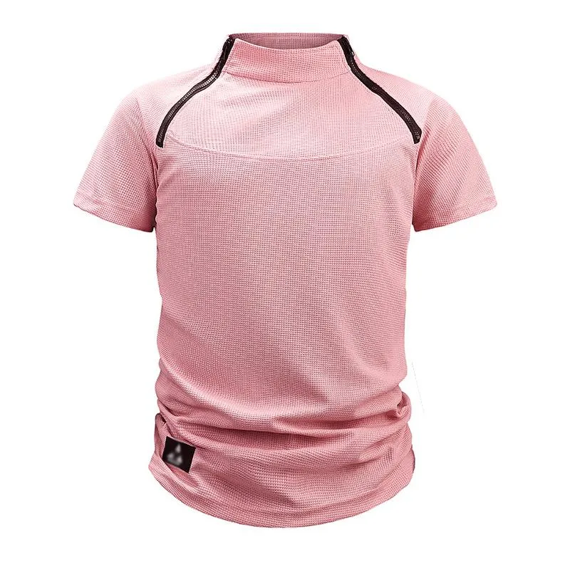 Men's Waffle Outdoor Tactical Loose Stand Collar Short-sleeved T-shirt 22280011X sold by Manly product image thumbnail 3