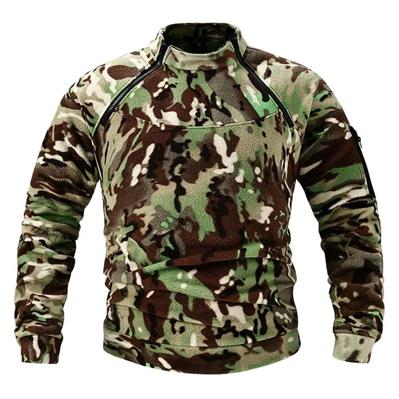 Men's Outdoor Tactical Camouflage Fleece Stand Collar Sweatshirt 25906670X sold by Manly