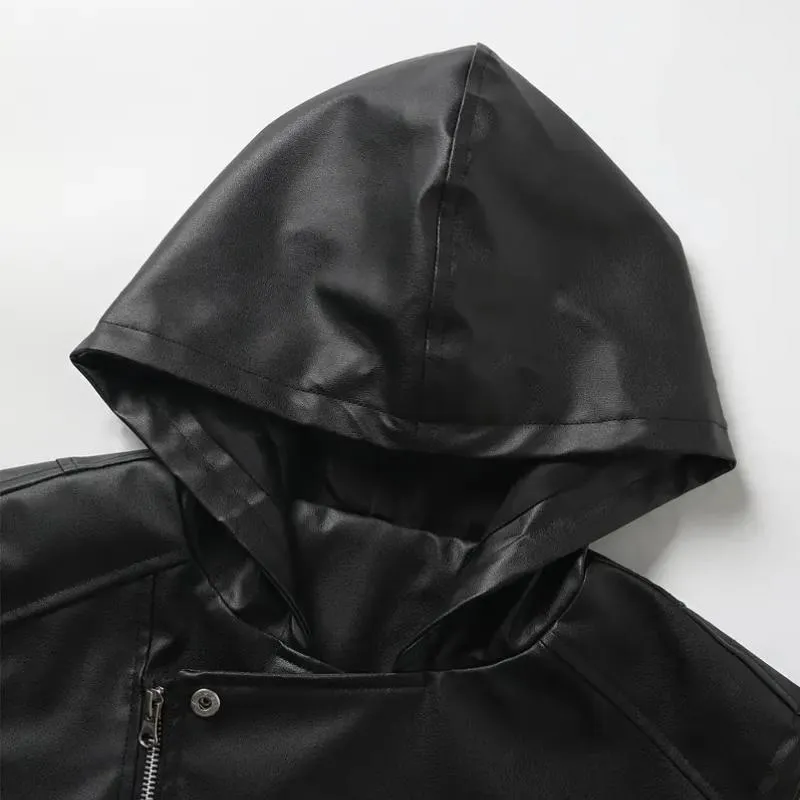 Men's Vintage Leather Zip-Up Biker Hooded Vest 42810922M sold by Manly product image thumbnail 3