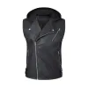 Men's Vintage Leather Zip-Up Biker Hooded Vest 42810922M sold by Manly