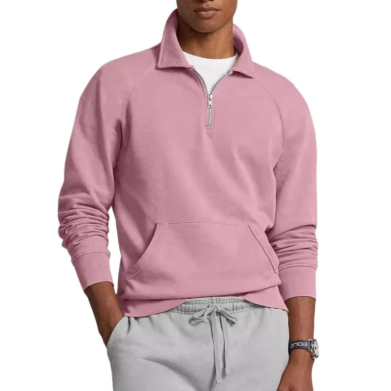 Men's Casual Lapel Zipper Loose Kangaroo Pocket Sweatshirt 28234187M sold by Manly