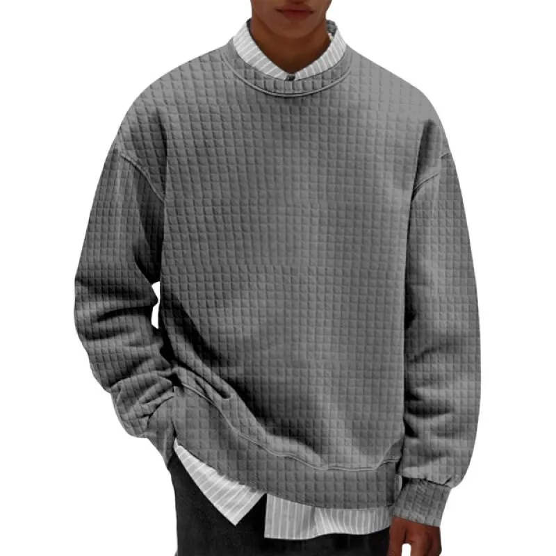 Men's Casual Plaid Round Neck Loose Long Sleeve Sweatshirt 83891936M sold by Manly