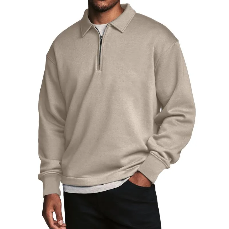 Men's Casual Cotton Blended Lapel Zipper Loose Pullover Sweatshirt 14346286M sold by Manly product image thumbnail 4