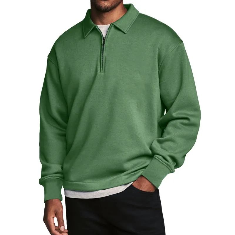 Men's Casual Cotton Blended Lapel Zipper Loose Pullover Sweatshirt 14346286M sold by Manly product image thumbnail 5