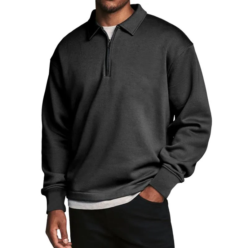 Men's Casual Cotton Blended Lapel Zipper Loose Pullover Sweatshirt 14346286M sold by Manly product image thumbnail 2