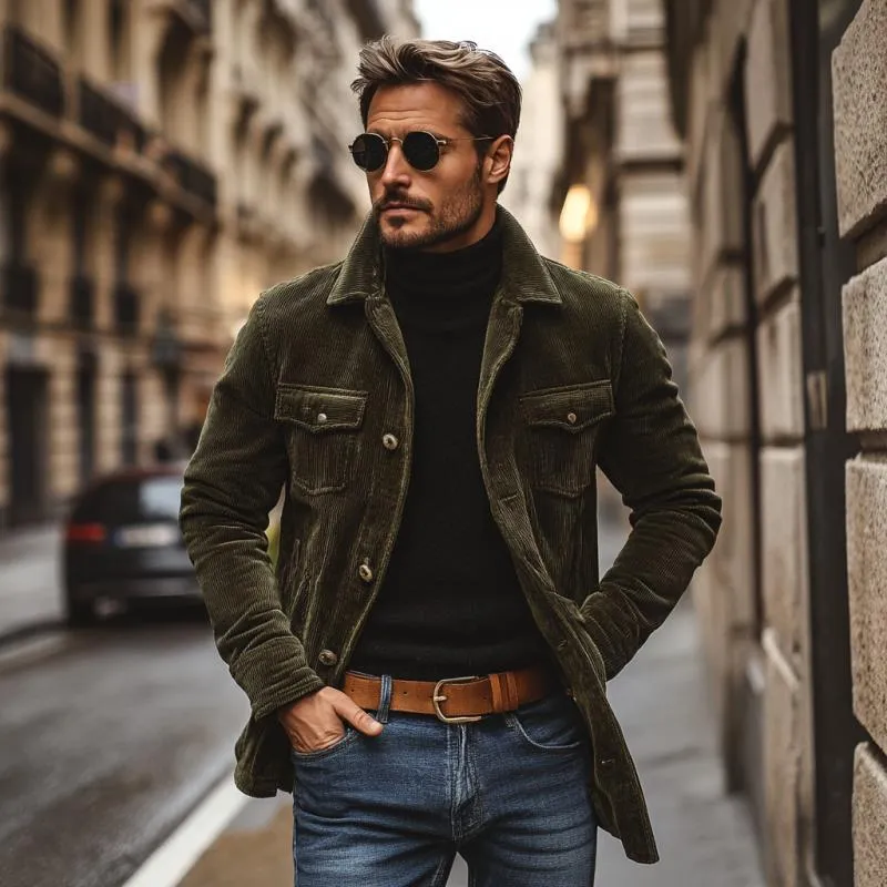 Men's Vintage Corduroy Lapel Single Breasted Mid-Length Jacket 39855937M sold by Manly product image thumbnail 3