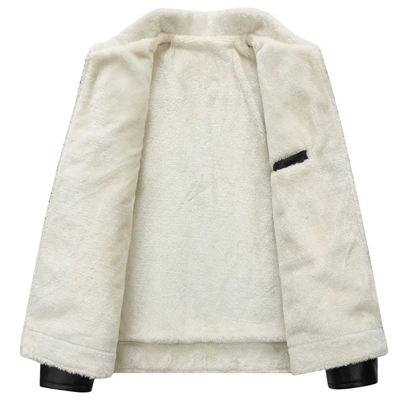 Men's Vintage Lapel Zipper Fleece Warm Leather Jacket 75843183M sold by Manly product image thumbnail 4