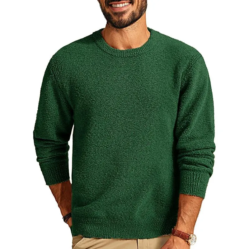 Men's Solid Color Plush Round Neck Long Sleeve Sweatshirt 48577116Y sold by Manly product image thumbnail 5