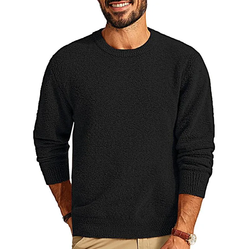 Men's Solid Color Plush Round Neck Long Sleeve Sweatshirt 48577116Y sold by Manly product image thumbnail 4