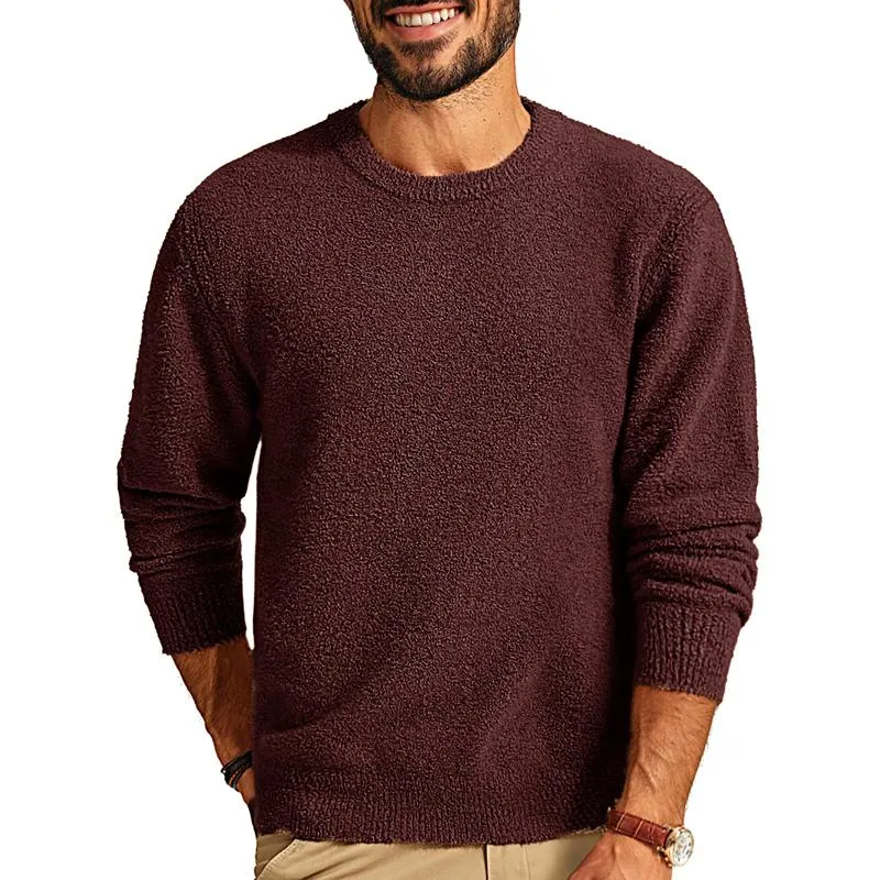 Men's Solid Color Plush Round Neck Long Sleeve Sweatshirt 48577116Y sold by Manly product image thumbnail 3