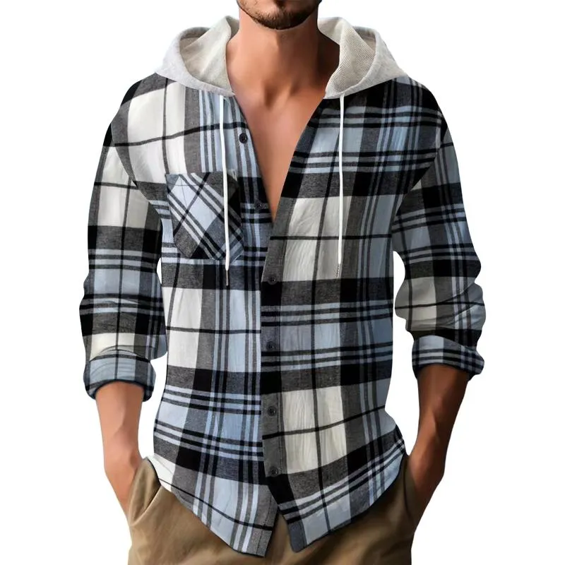 Men's Plaid Flannel Hooded Long Sleeve Shirt 95678054Y sold by Manly