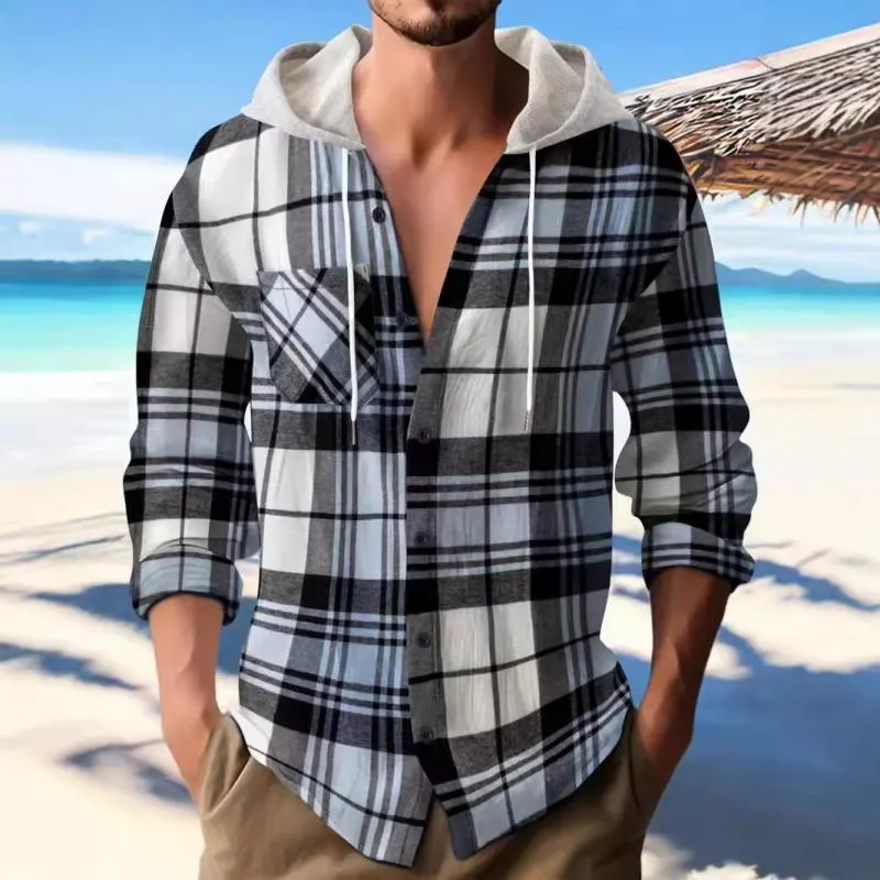 Men's Plaid Flannel Hooded Long Sleeve Shirt 95678054Y sold by Manly product image thumbnail 2
