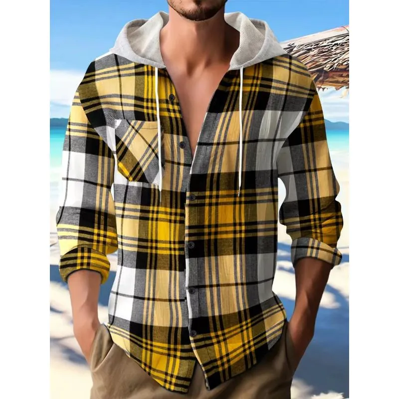 Men's Plaid Flannel Hooded Long Sleeve Shirt 95678054Y sold by Manly product image thumbnail 4