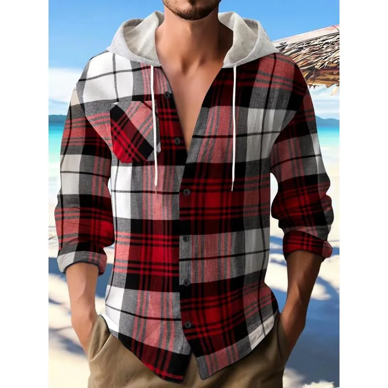 Men's Plaid Flannel Hooded Long Sleeve Shirt 95678054Y sold by Manly product image thumbnail 5