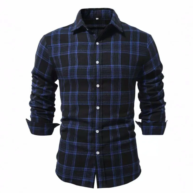 Men's Casual Brushed Plaid Long Sleeve Shirt 61107633Y sold by Manly
