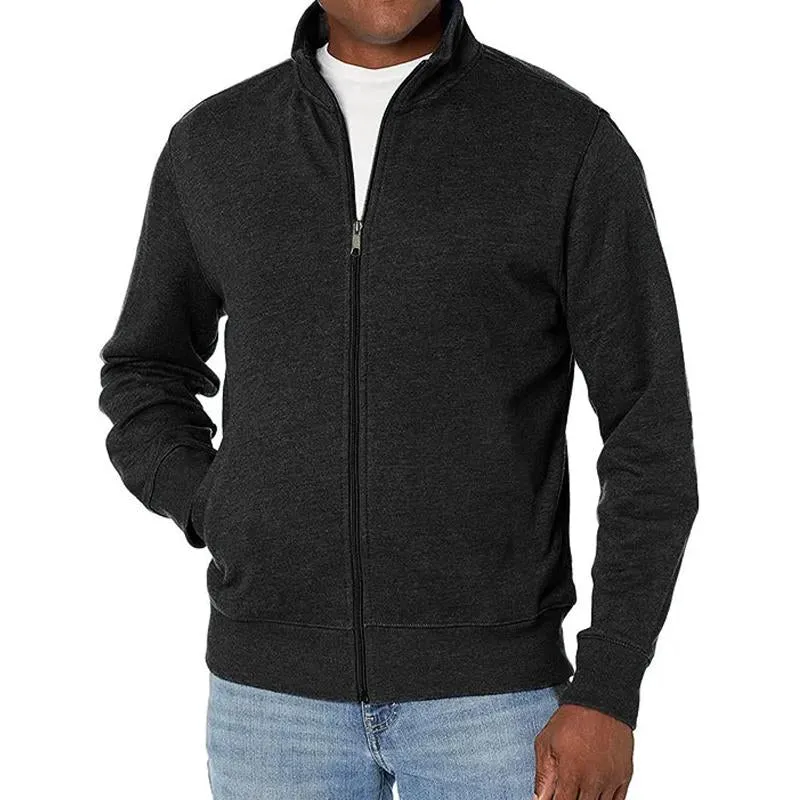 Men's Solid Zip-Up Stand Collar Sweatshirt Jacket 36406582Y sold by Manly