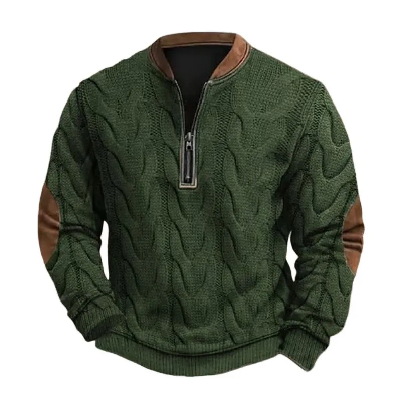 Men's Solid Color Texture Zipper Round Neck Long Sleeve Casual Sweatshirt 54939249Z sold by Manly