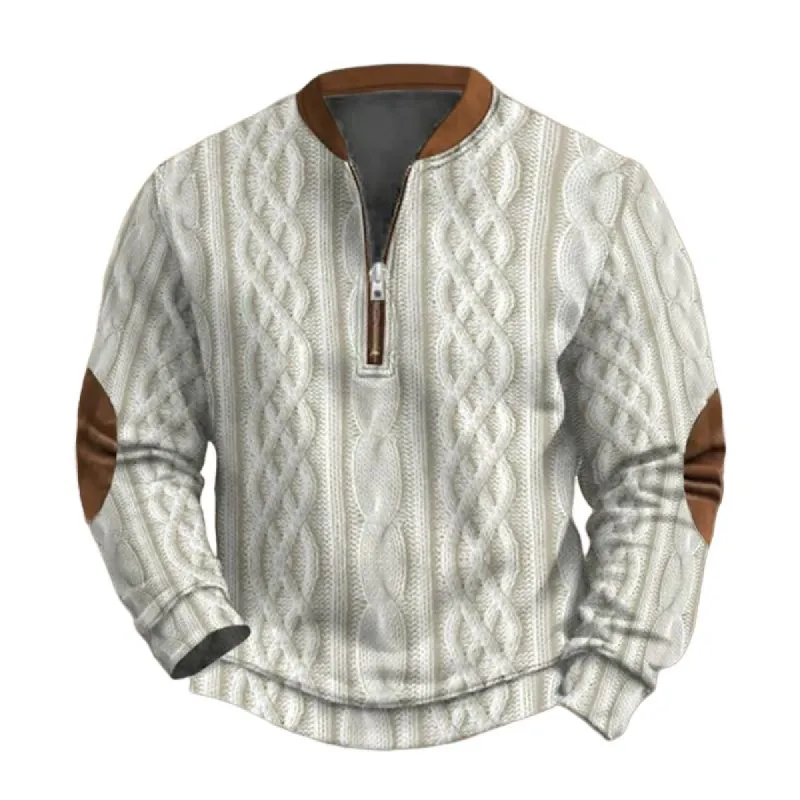 Men's Solid Color Texture Zipper Round Neck Long Sleeve Casual Sweatshirt 45361033Z sold by Manly