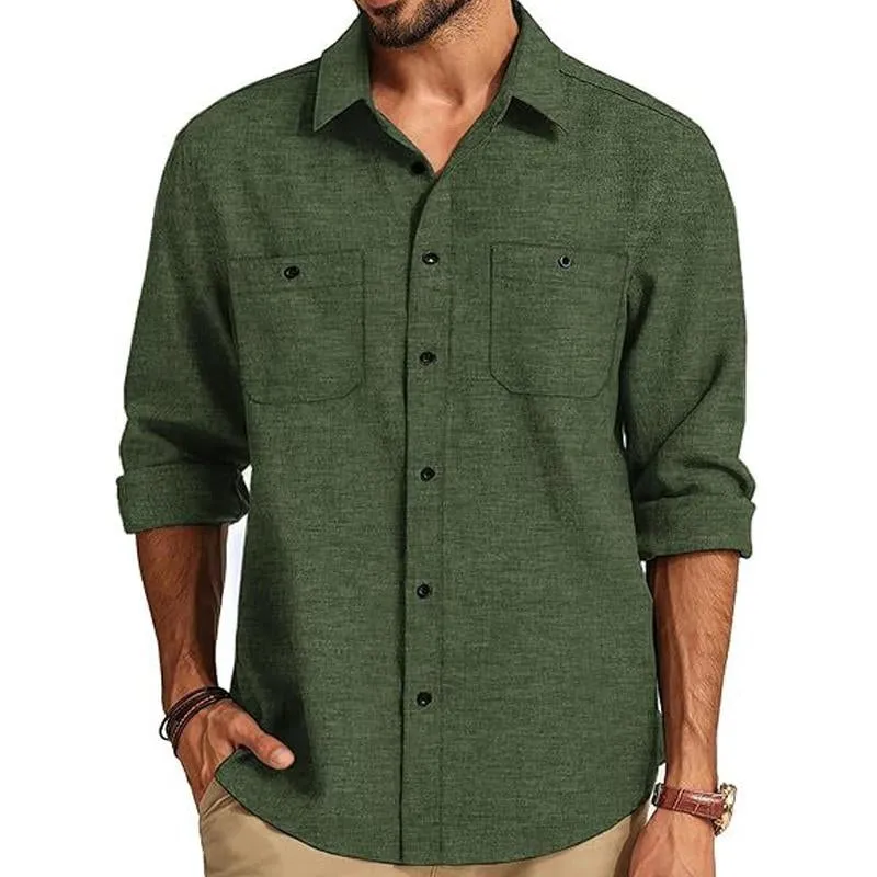 Men's Solid Color Long Sleeve Loose Lapel Shirt 84197581X sold by Manly product image thumbnail 5