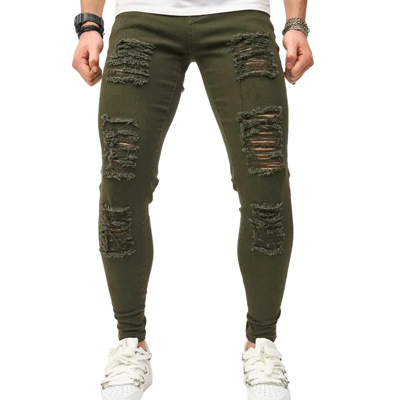 Men's Ripped Solid Color Skinny Jeans 70020921X sold by Manly
