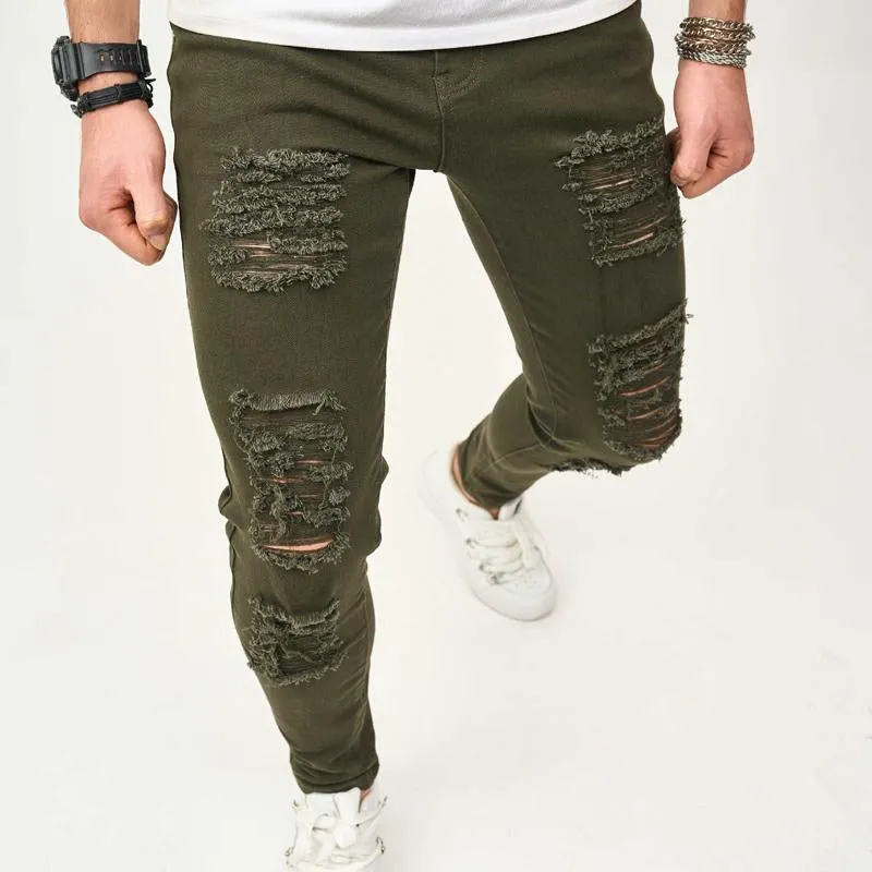 Men's Ripped Solid Color Skinny Jeans 70020921X sold by Manly product image thumbnail 3