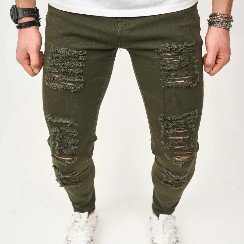 Men's Ripped Solid Color Skinny Jeans 70020921X sold by Manly product image thumbnail 2