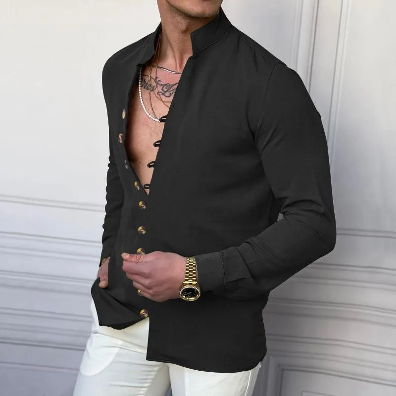 Men's Vintage Cotton and Linen Casual Loose Shirt 40440047U sold by Manly product image thumbnail 4