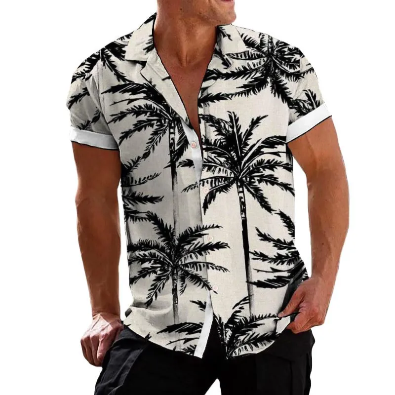 Men's Vintage Coconut Hawaiian Lapel Short Sleeve Shirt 85848457TO sold by Manly