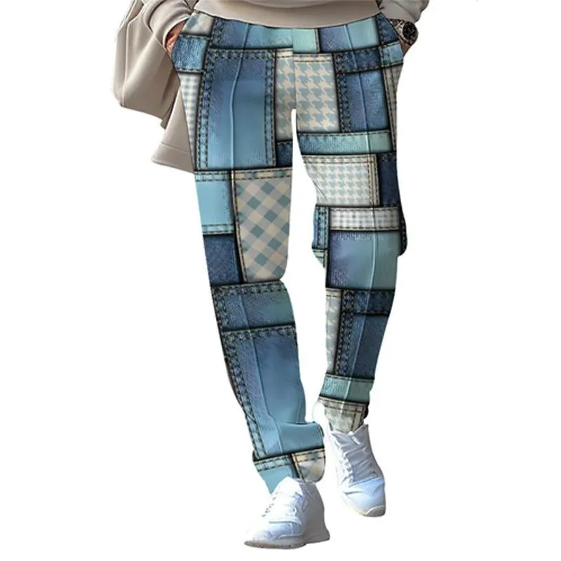 Men's Casual Patchwork Printed Loose Tight Trousers 02758404X sold by Manly