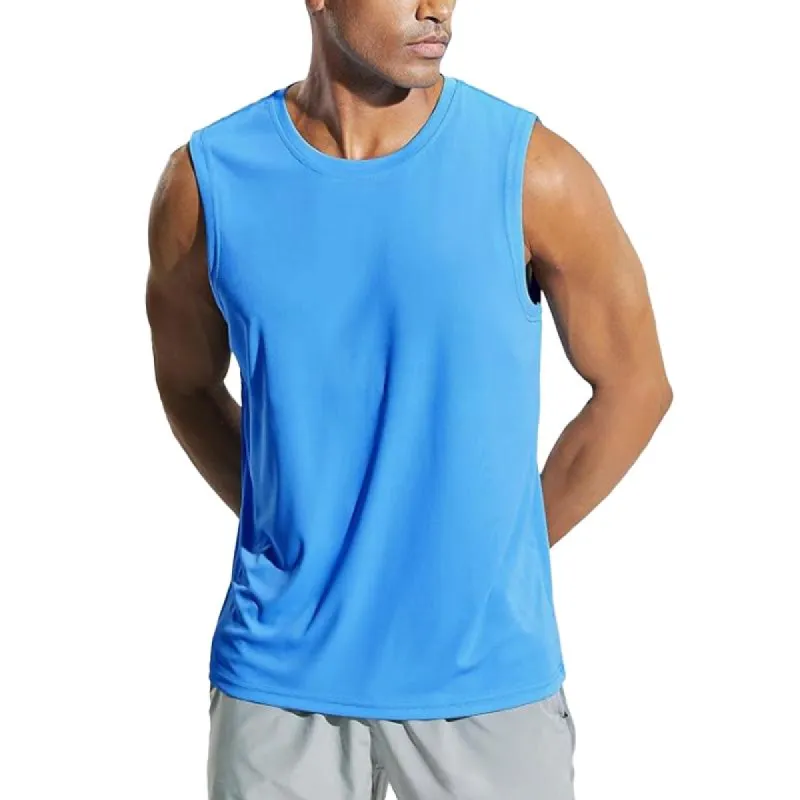 Men's Solid Round Neck Sleeveless Sports Tank Top 37561754Z sold by Manly