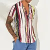 Men's Casual Loose Striped Printed Short Sleeve Shirt 12479951M sold by Manly