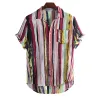 Men's Casual Loose Striped Printed Short Sleeve Shirt 12479951M sold by Manly