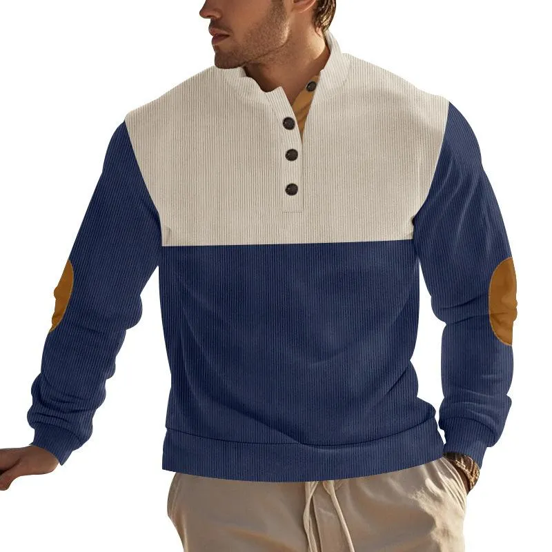 Men's Colorblock Half-Open Stand-Up Collar Pullover Sweatshirt 08708545X sold by Manly