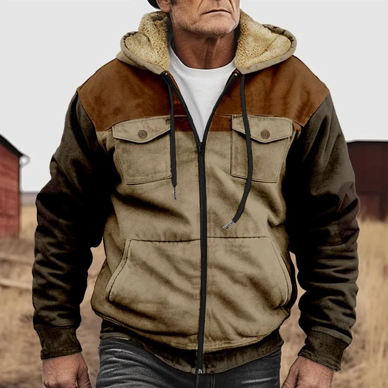 Men's Colorblock Printed Multi-Pocket Hooded Jacket 11394631X sold by Manly product image thumbnail 2