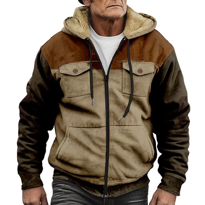 Men's Colorblock Printed Multi-Pocket Hooded Jacket 11394631X sold by Manly