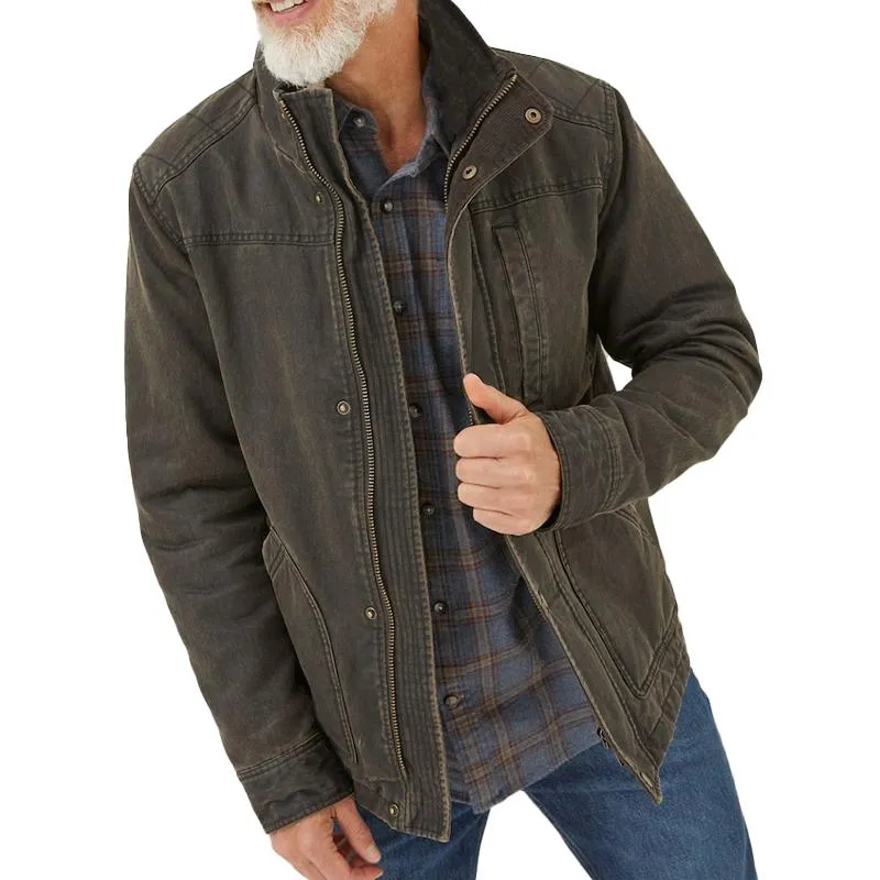 Men's Vintage Washed Denim Stand Collar Jacket 42477984X sold by Manly