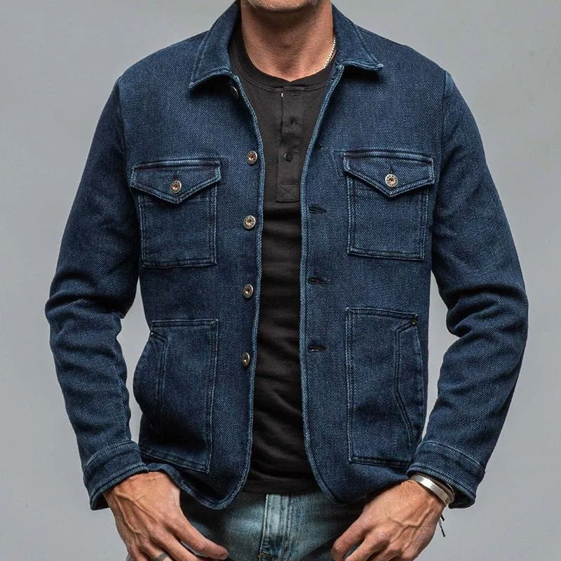 Men's Vintage Washed Denim Multi-Pocket Lapel Jacket 96164488X sold by Manly product image thumbnail 2